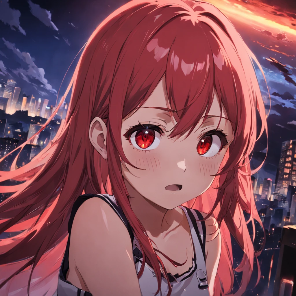 Bedrooms,Red eyes, Red hair,s girl,Do wink emoticons