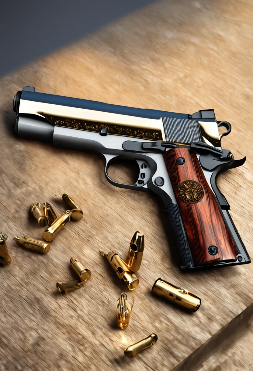 M1911A1 pistol,gilded with gold,Frontal view