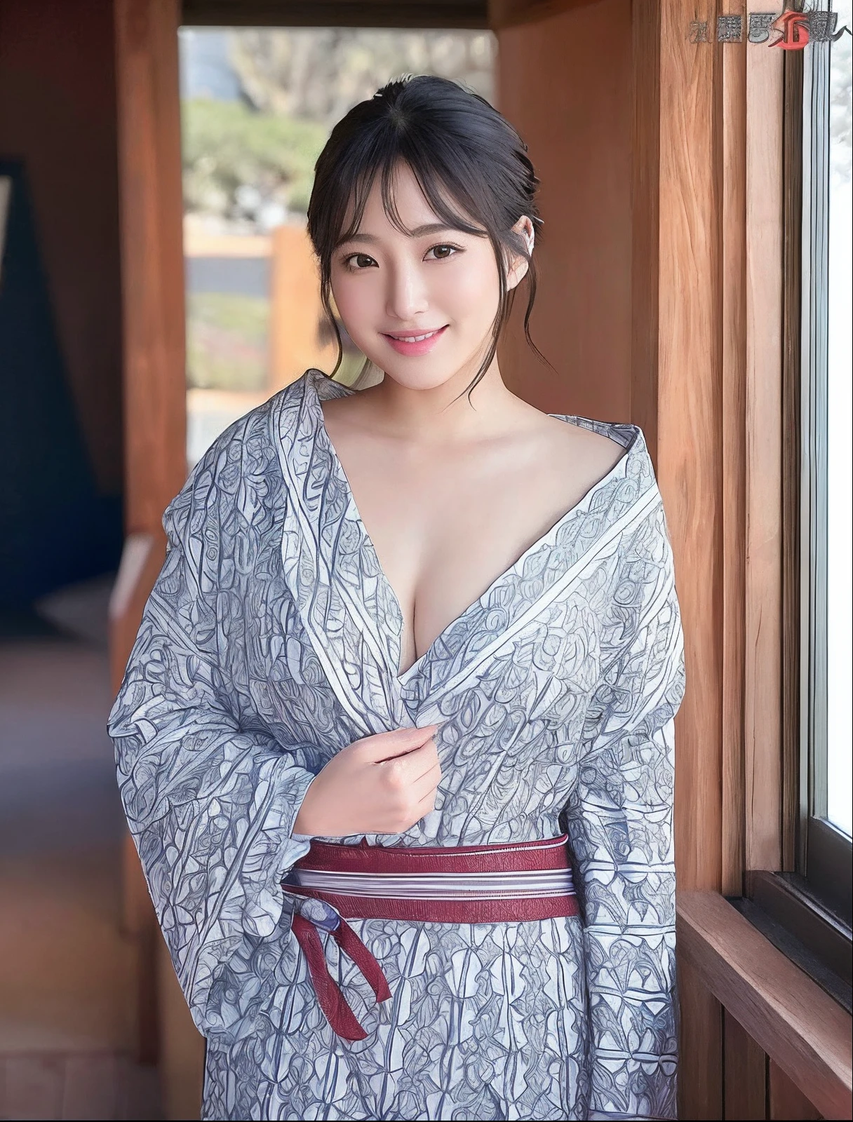 The face worn by the bustier is、 :9,3492120809], Naive 33-year-old wife、Height 156 cm, slightly chubby figure、Japanese Models, Short Layer Hair、A smile、Smile、japanaese girl, Neat and clean Japan woman, goddess of Japan, Innocence、Raw photo, (in 8K、top-quality、​masterpiece:1.2)、(intricate detailes:1.4)、(Photorealsitic:1.4)、octane renderings、Complex 3D rendering ultra detail, Studio Soft Light, Rim Lights, vibrant detail, super detailing, realistic skin textures, Detail Face, Beautiful detail eyes, Very detailed CG Unity 16k wallpaper, make - up, (detailedbackground:1.2),　shinny skin、