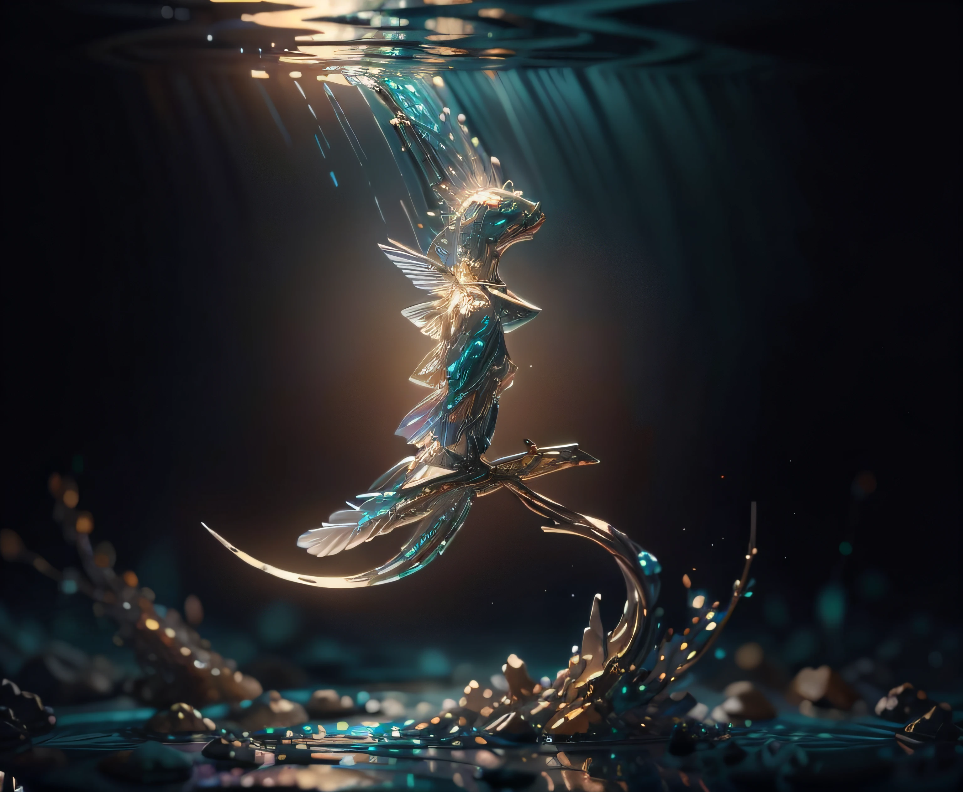 Masterpiece, Best quality, (Ivory white:1),Type art,water flowing,Water quality sense , heavily stylized, 4K, unreal engine 5 render,