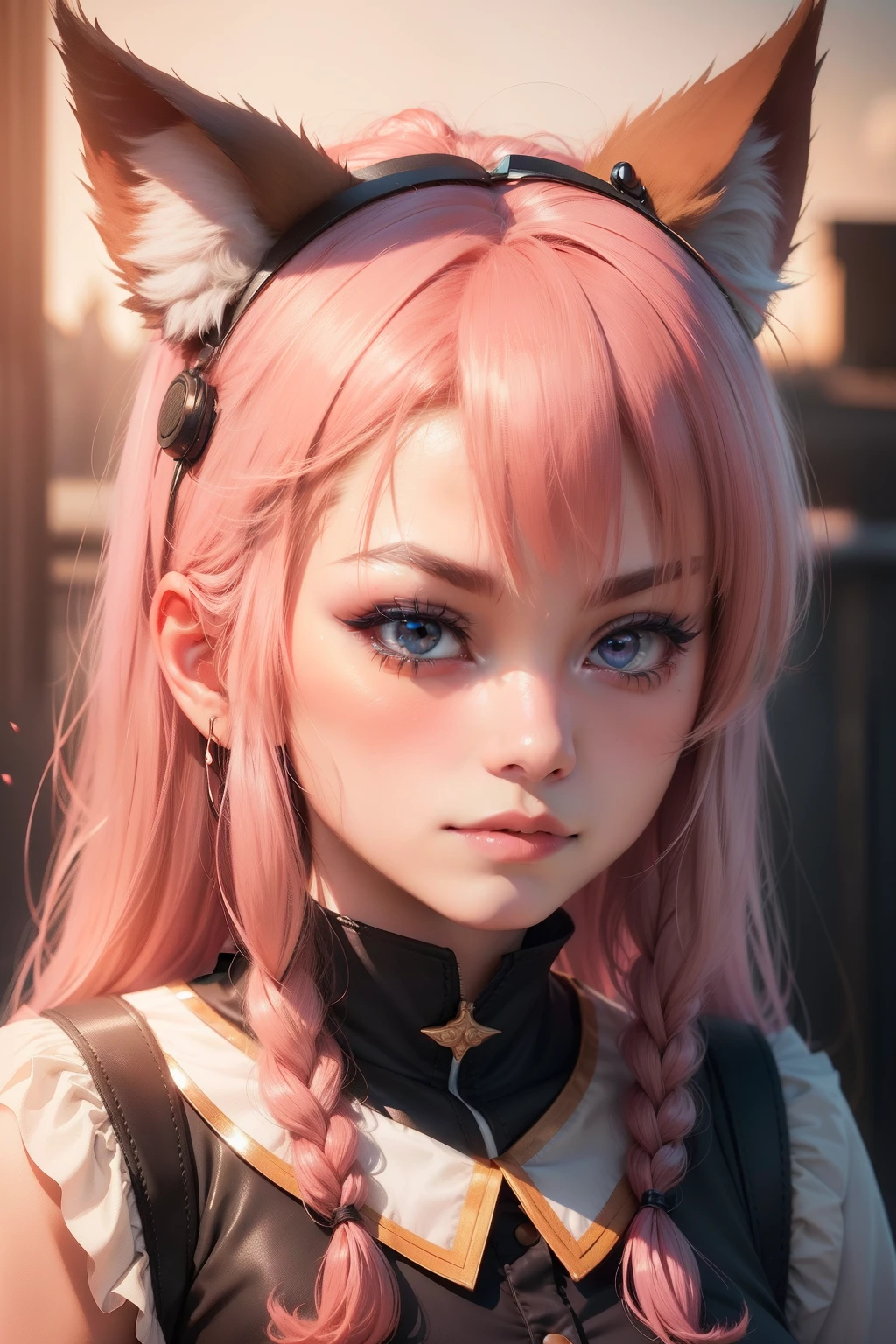 wince, solid circle eyes, fake animal ears, ear blush, fang, Surrealism, drop shadow, anaglyph, tachi-e, atmospheric perspective, 8k, super detail, ccurate, best quality