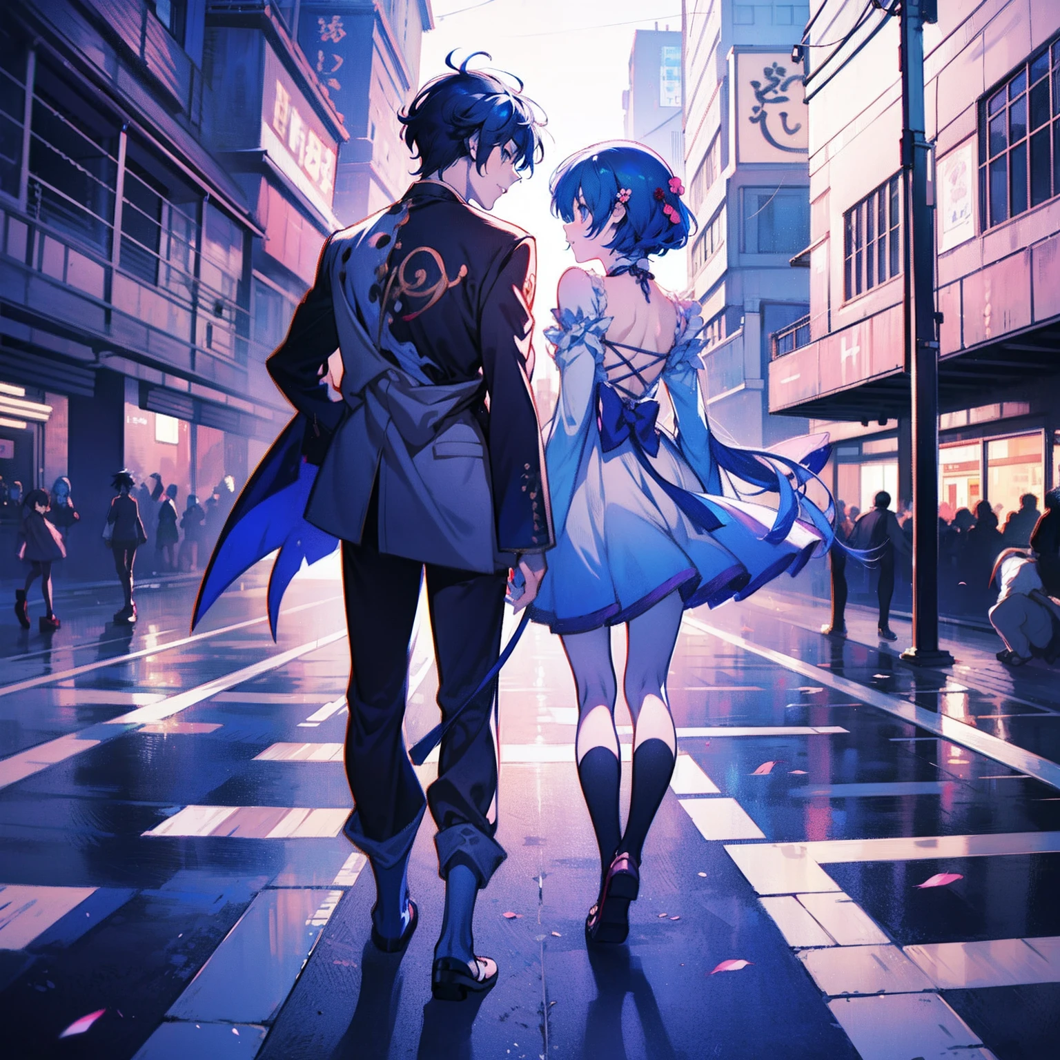 Anime a boy and a girl,The girl turned to leave,The boy looks at the girl's back,standing on a street curb,Anime moe art style, Anime art wallpaper 8 K, young anime man, High quality anime art style, style of anime4 K, 2 d anime style, Anime art wallpaper 4k, Anime art wallpaper 4 K, Handsome anime pose, Best anime 4k konachan wallpaper, 4K anime wallpaper