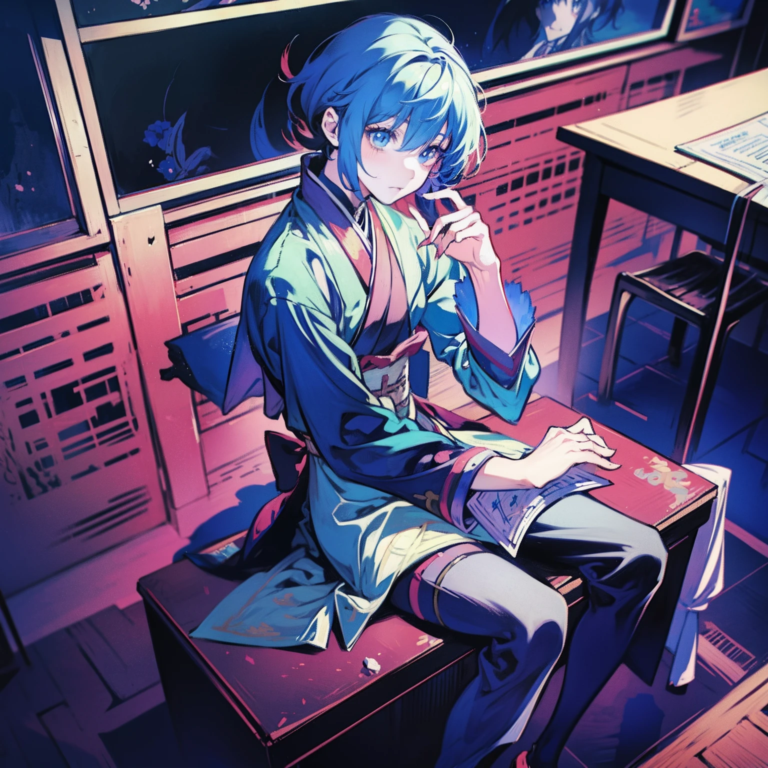 Anime boys,sitting in classroom,The countdown to the college entrance examination is written on the blackboard,Anime moe art style, Anime art wallpaper 8 K, young anime man, High quality anime art style, style of anime4 K, 2 d anime style, Anime art wallpaper 4k, Anime art wallpaper 4 K, Handsome anime pose, Best anime 4k konachan wallpaper, 4K anime wallpaper