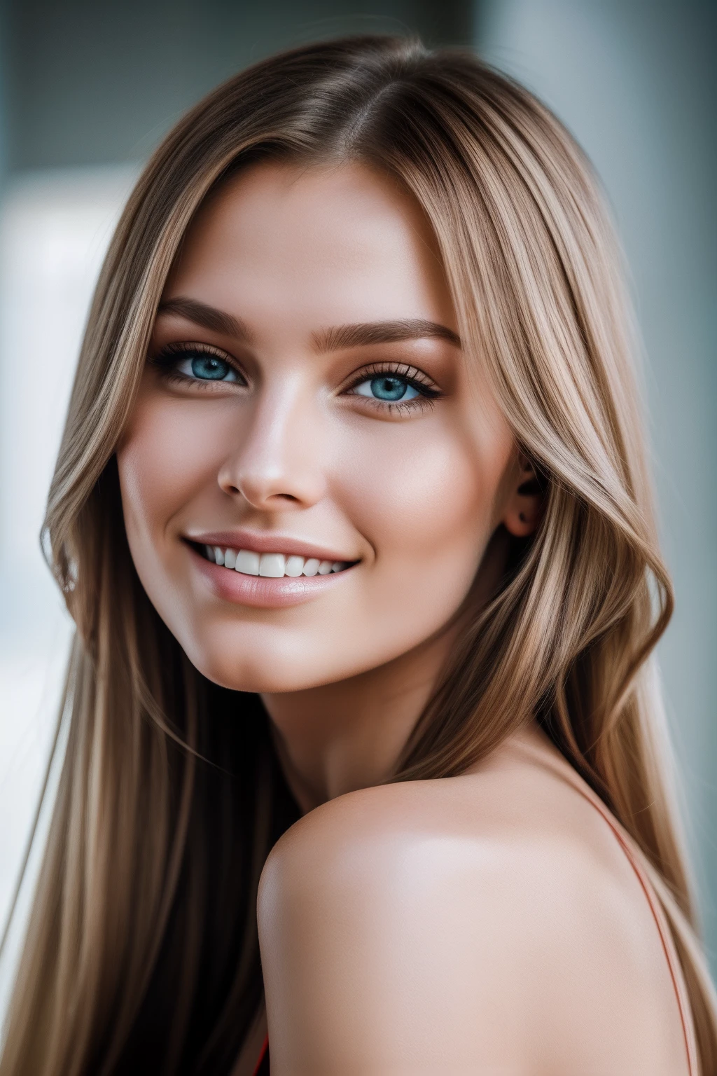 portrait of a russian model::1 natural lighting::1 smiling::1 natural features::1 35mm lens::1 global illumination::1 uplight::1 dof --ar 16:9 --q 2