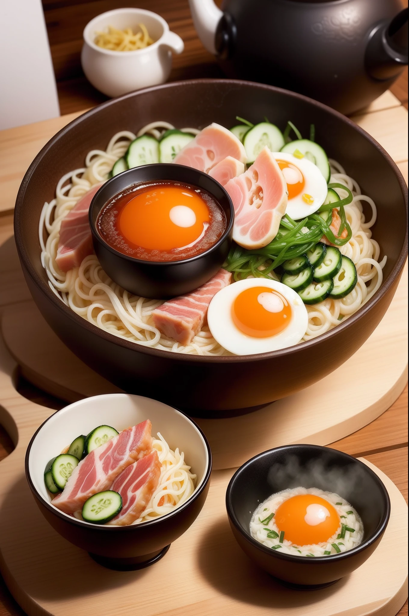 Chilled Chinese is、On top of Chinese noodles々Japan dishes with ingredients on top The most commonly used ingredient is brocade egg、cucumber、ham、It's a tomato