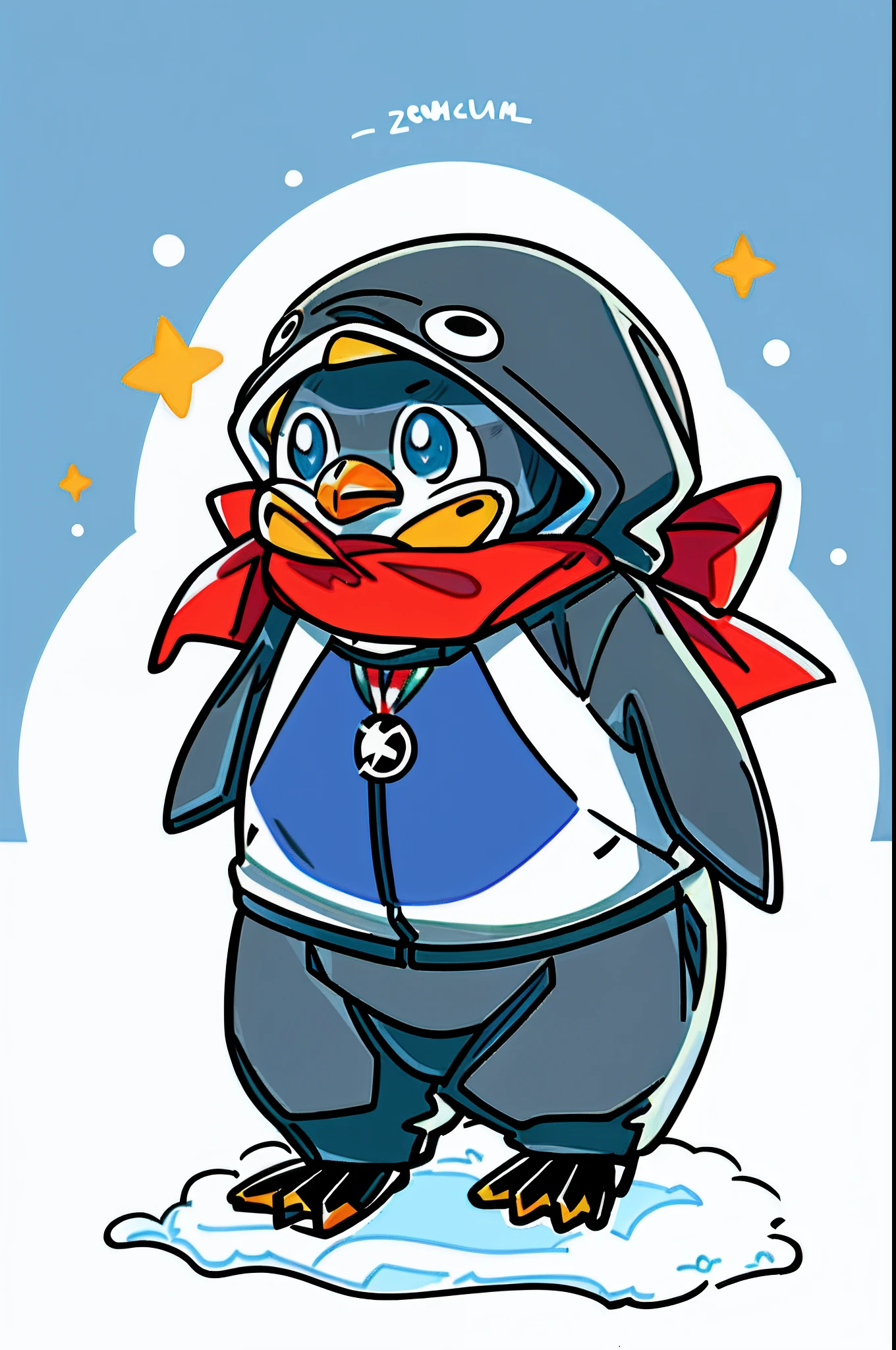 Penguins in winter coats and scarves standing in the snow, anthropomorphic penguin, mecha anthropomorphic penguin, penguin, fat penguin, penguinz0, pingu, blue penguin, pinguin, soldier penguins, zerochan, offcial art, Cute anime, Pisif, So cute, adolable, awww, zerochan art, official fanart