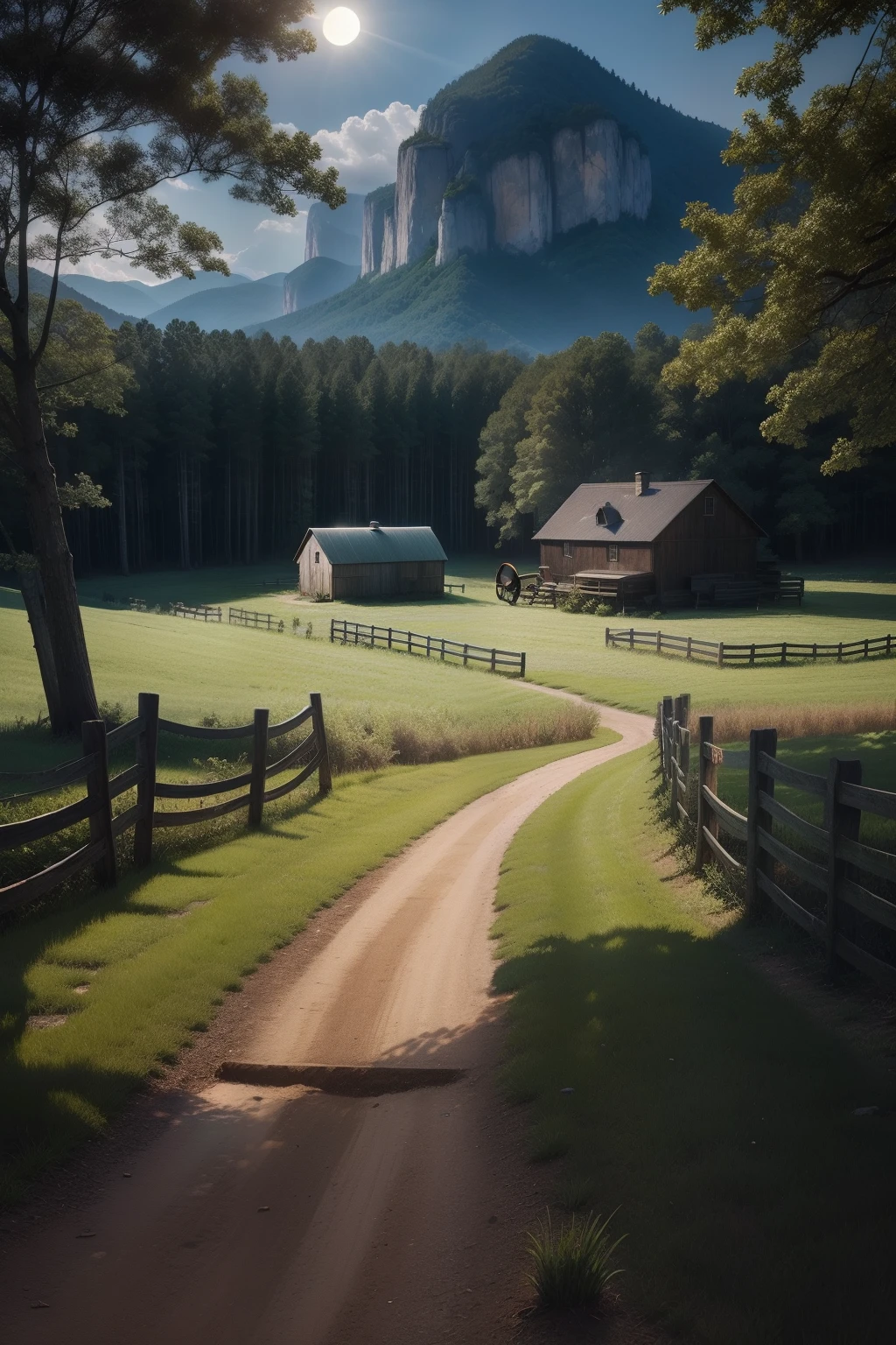 Country yard,rays of moonlight,No Man,rocking chair,vine,Moonshine,𝓡𝓸𝓶𝓪𝓷𝓽𝓲𝓬