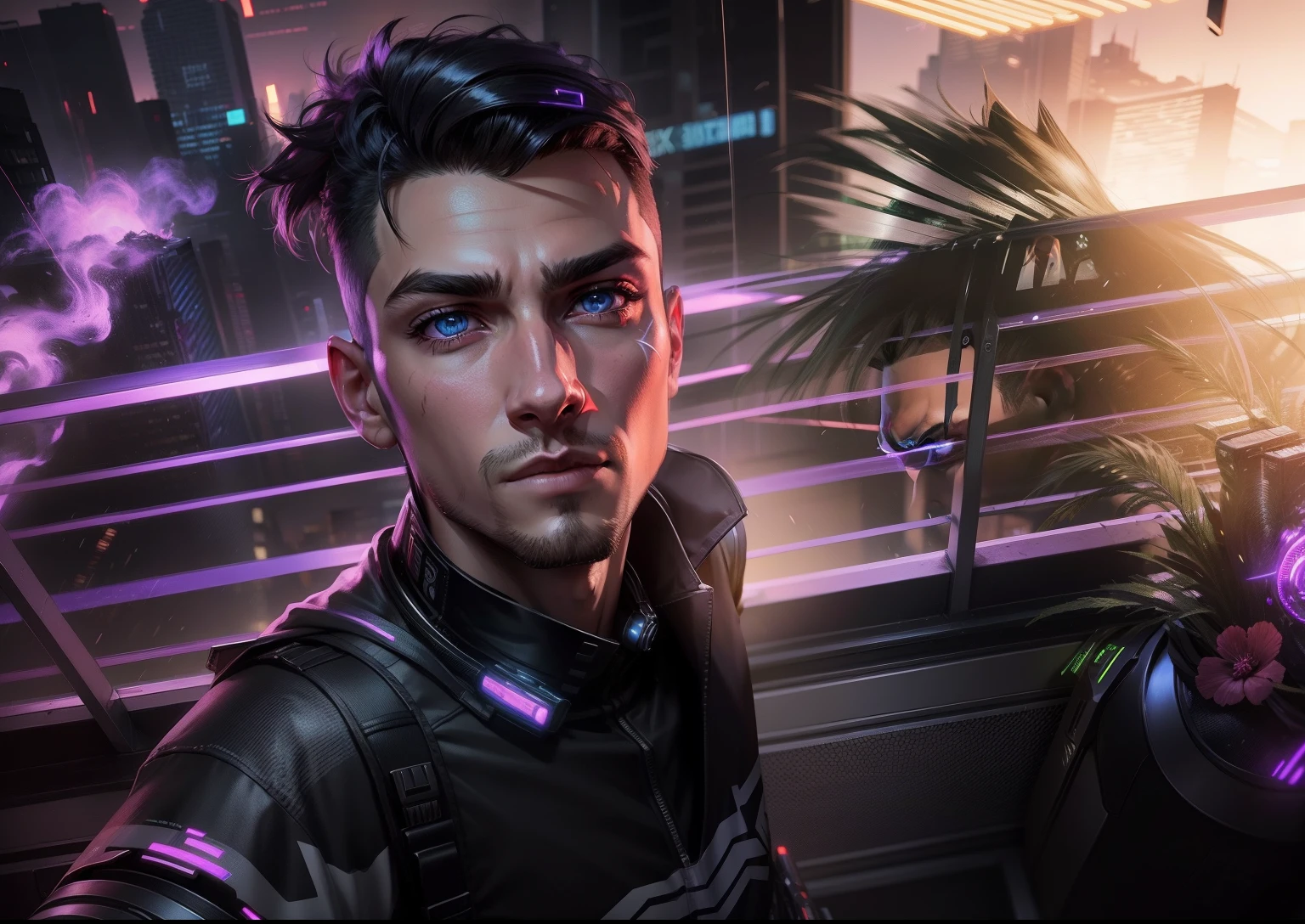 Change background cyberpunk handsome boy, realistic face, 8k realistic, game player,