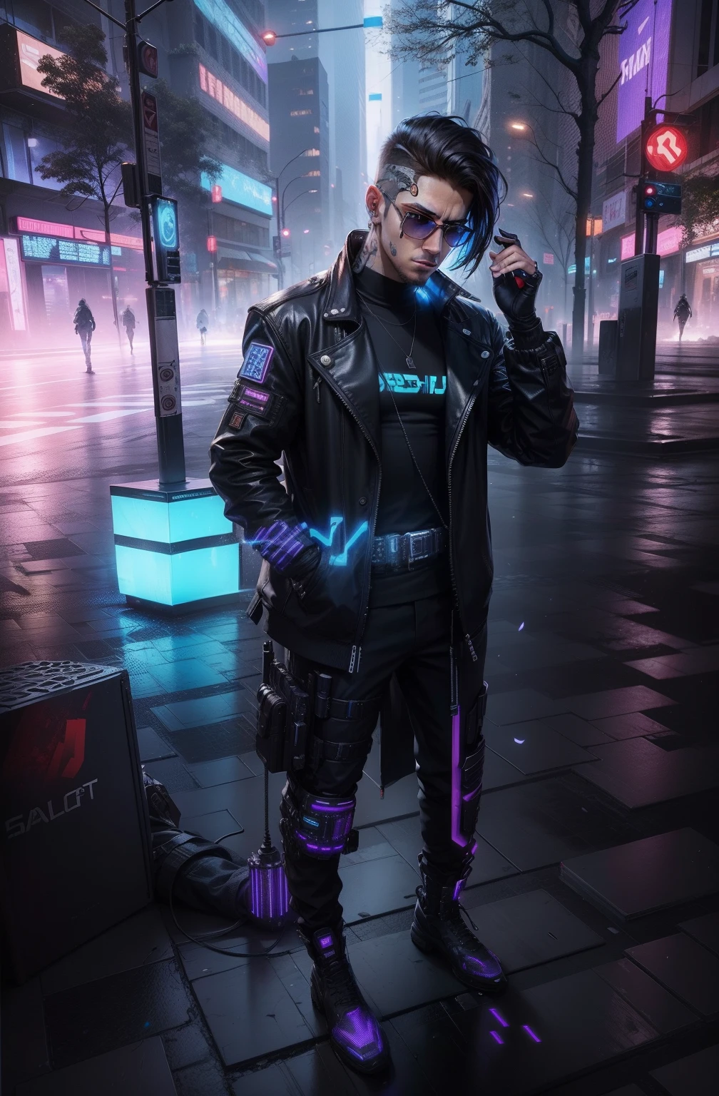 Change background cyberpunk handsome boy, realistic face, 8k, ultra realistic,