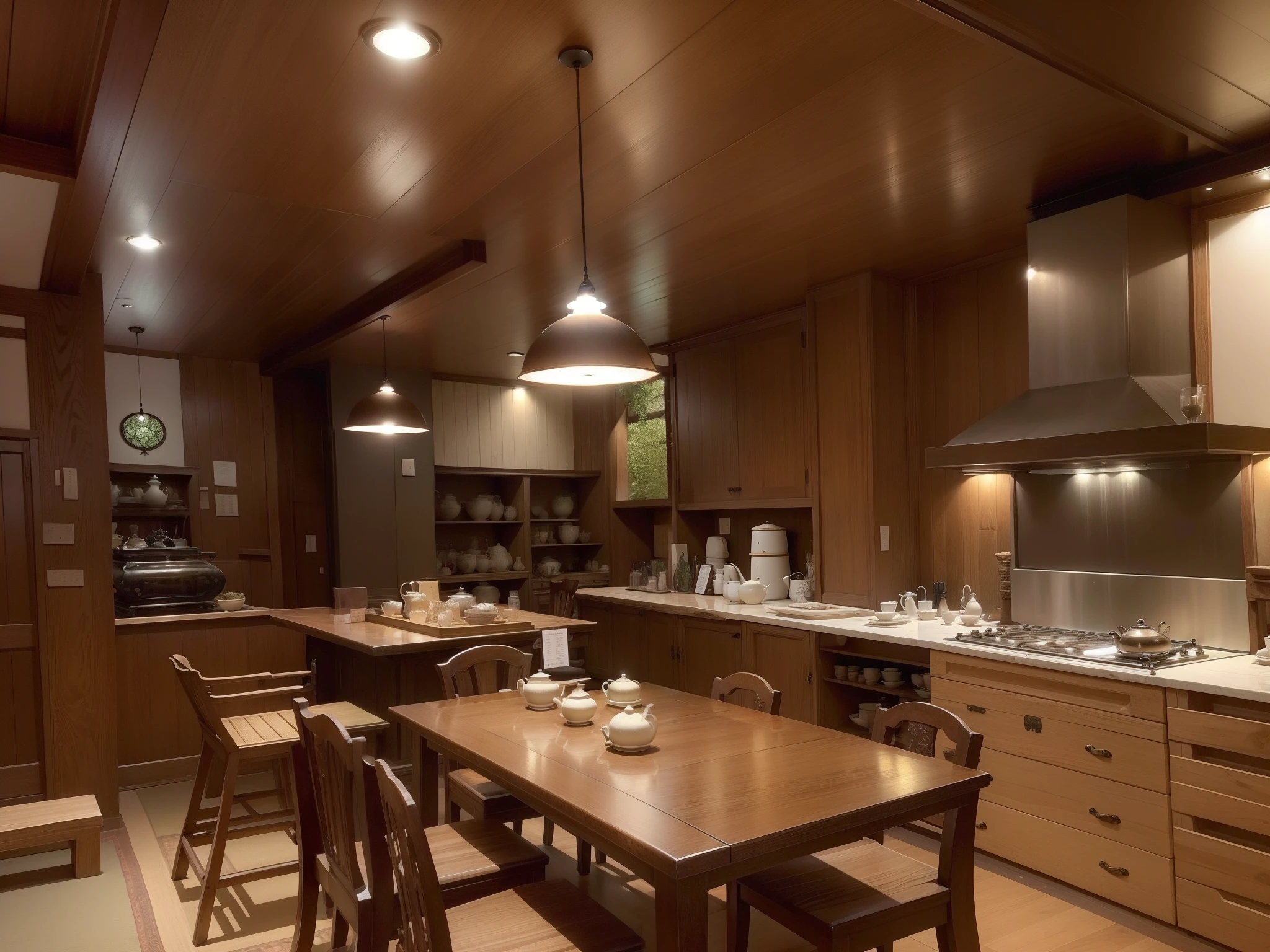Inside the teahouse, there are antique tea tables and tea tables, and the environment is beautiful and leisurely, which makes people have a quiet and comfortable feeling
