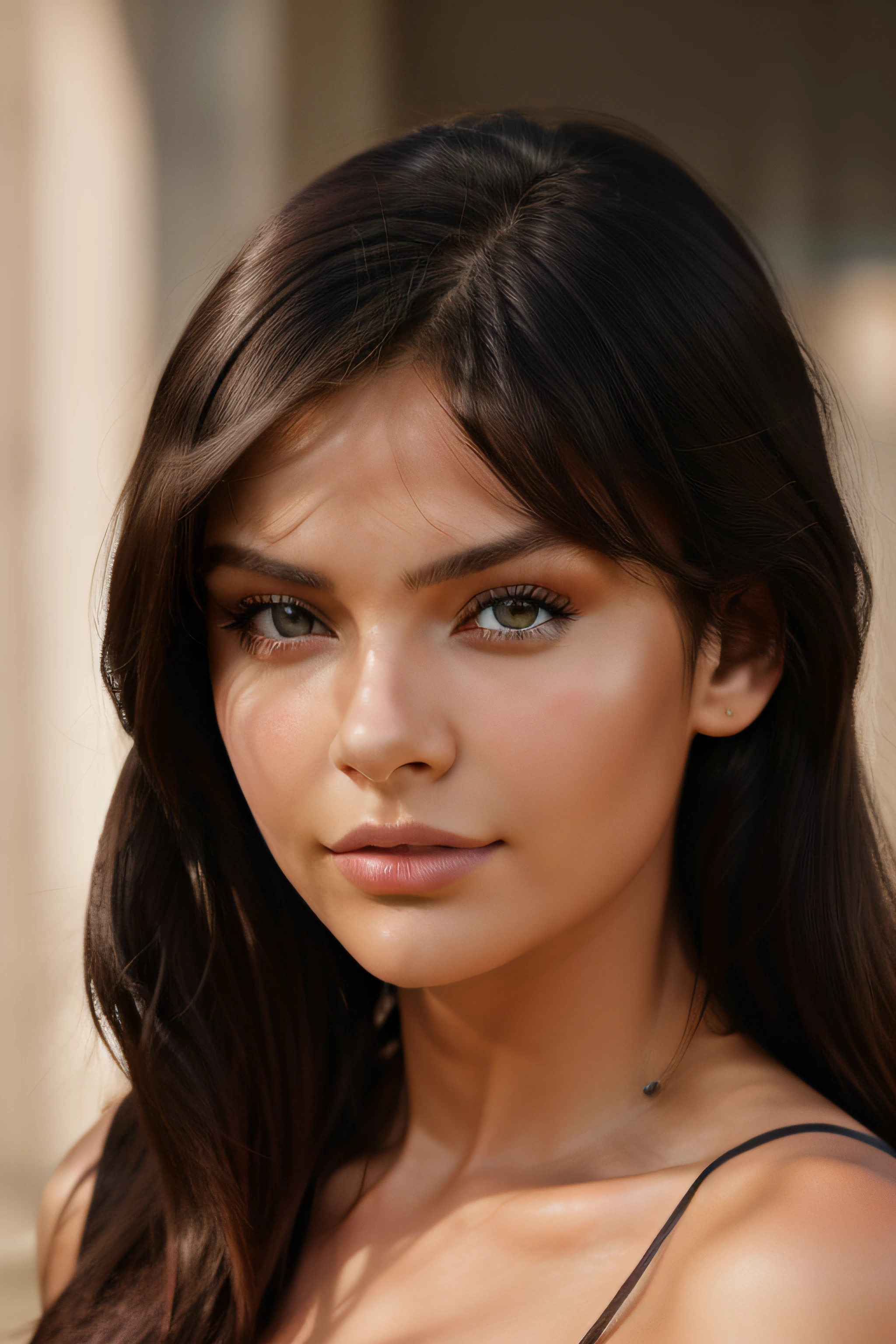 portrait of a dark hair russian model::1 natural lighting::1 serious::1 natural features::1 35mm lens::1 global illumination::1 uplight::1 dof --ar 16:9 --q 2