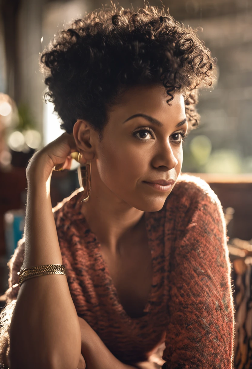 African American girl around 40 years old with curly hair, curly and short top hair, Short black curly hair, Short curly hair, curly bang, very short curly hair, Black curly hair, Messy curls, Roll and blanch, Curly Black Hair Natural black hair,8 inches long