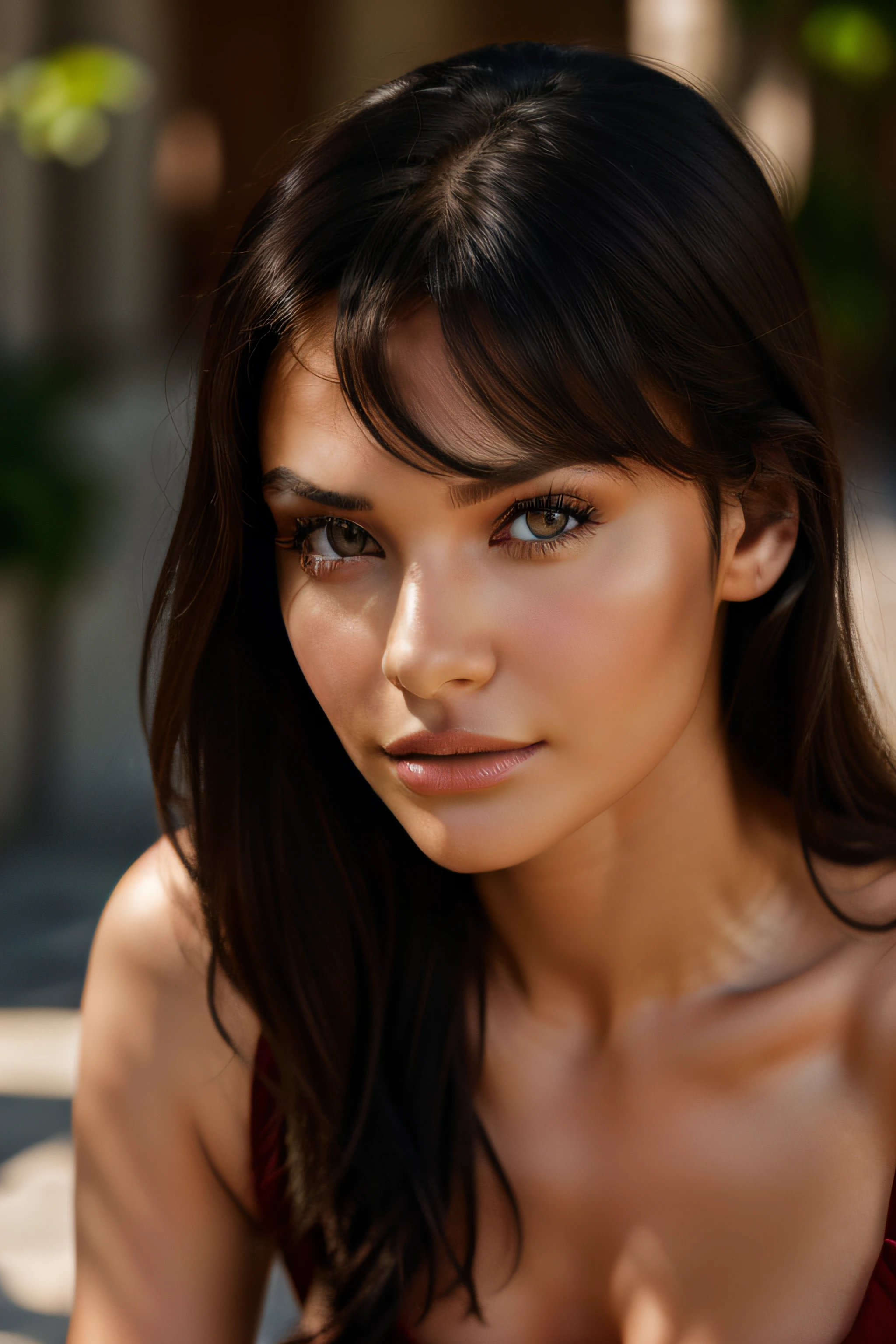portrait of a dark hair russian model::1 natural lighting::1 serious::1 natural features::1 35mm lens::1 global illumination::1 uplight::1 dof --ar 16:9 --q 2
