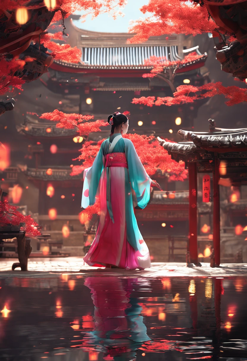1girl, (hanfu), glowing, sidelighting, wallpaper,
