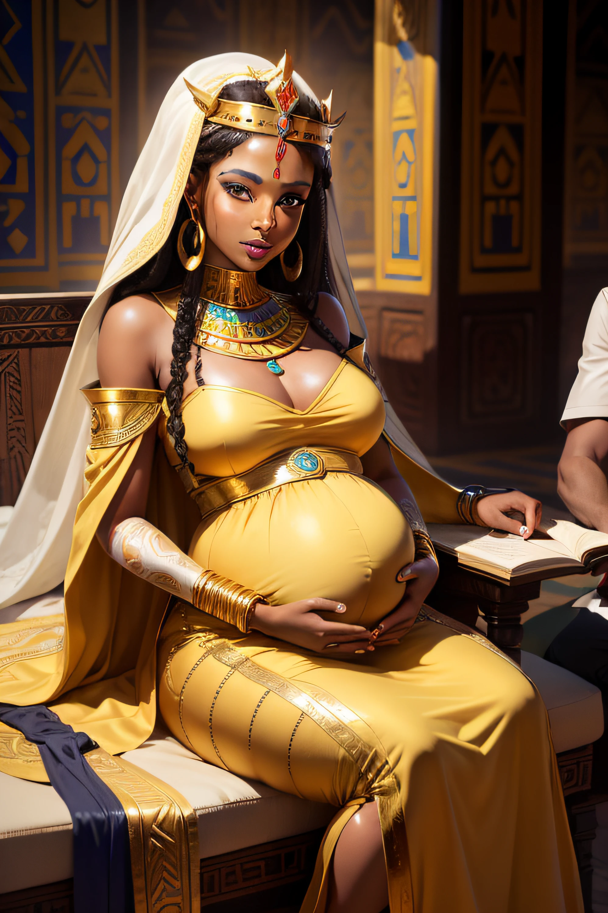 Spread legs,prisoner,cleopatra hat,BDSM,in ship,sitting on tabble eat,short hair,handcuffs,gigantic breasts,huge breasts,nude,white skin,large breasts,busty,milf,pregnant,armpits:1.2,cum on breasts,cum on breasts,bdsm,((ropes tie the body)),ropes tie hand,palace indoor background