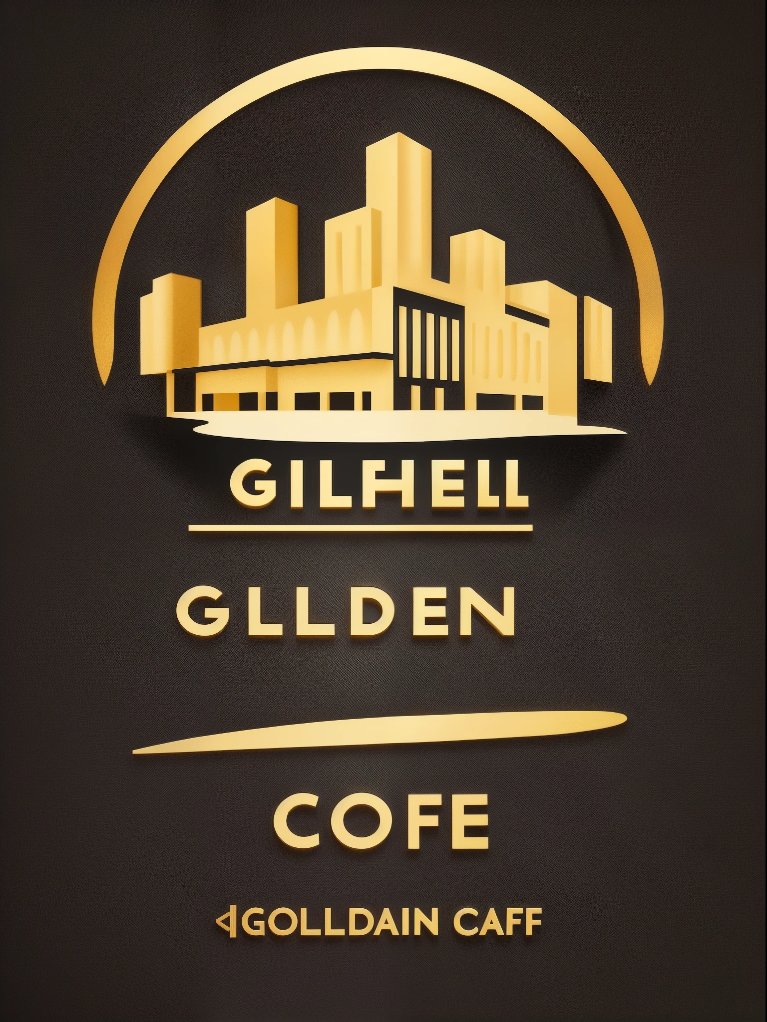 Hotel styled logo for hotel and Cafe ,Goldenish colour in black background,no text hd,[style] iconic logo,[logo description],[golden] vector,in [black] background