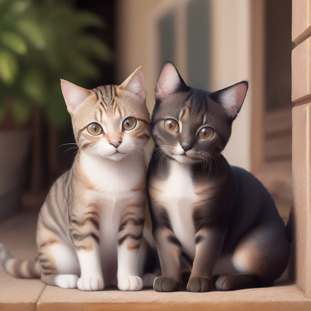 Gato laranja tirando foto com 2 cachorros
