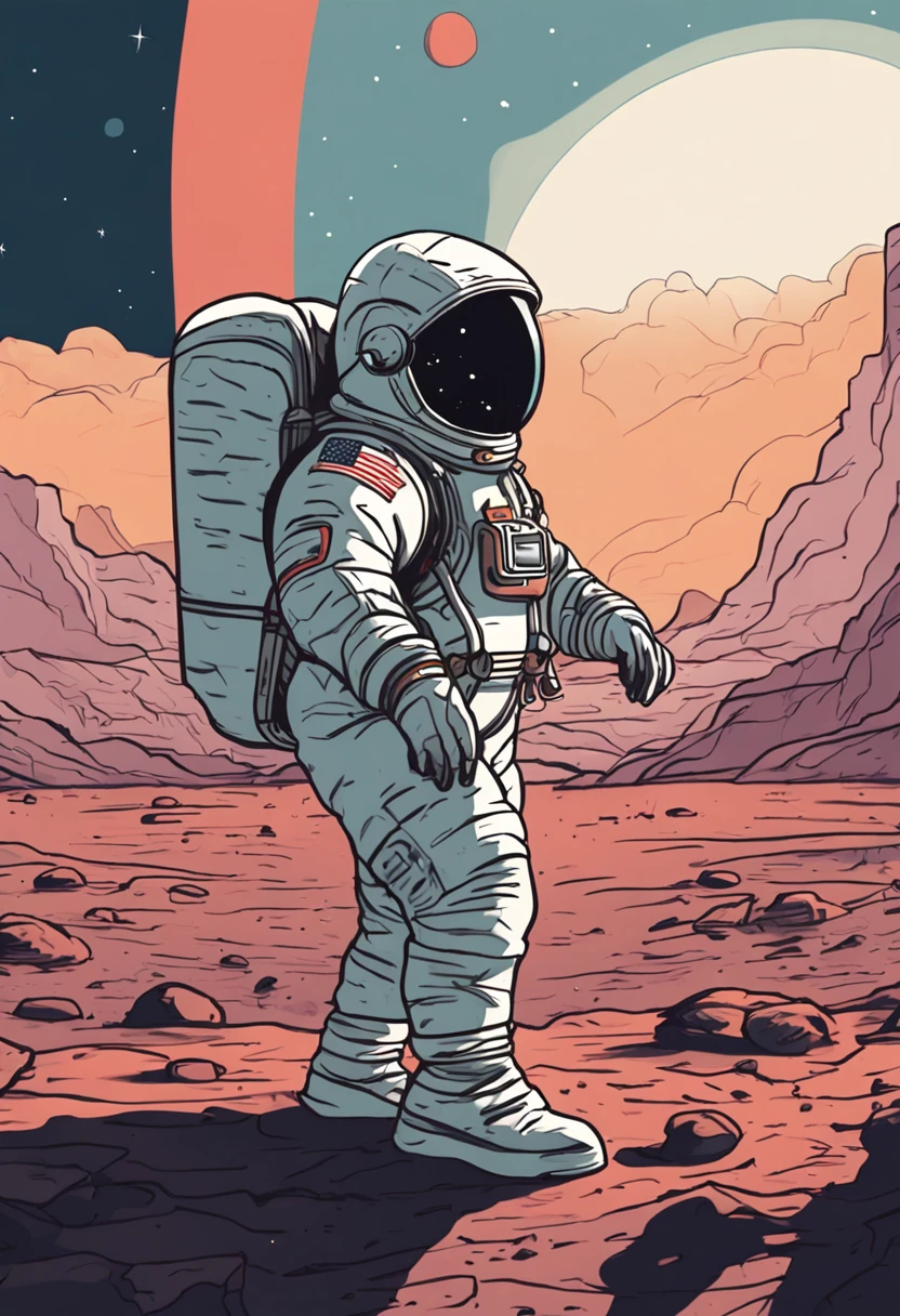 Cartoon astronaut, Astronaut, wears tiny spacesuit, astronaut standing looking, An astronaut, wearing spacesuit, futuristic astronaut, corgi cosmonaut