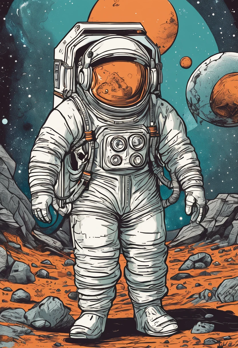 Cartoon astronaut, Astronaut, wears tiny spacesuit, astronaut standing looking, An astronaut, wearing spacesuit, futuristic astronaut, corgi cosmonaut