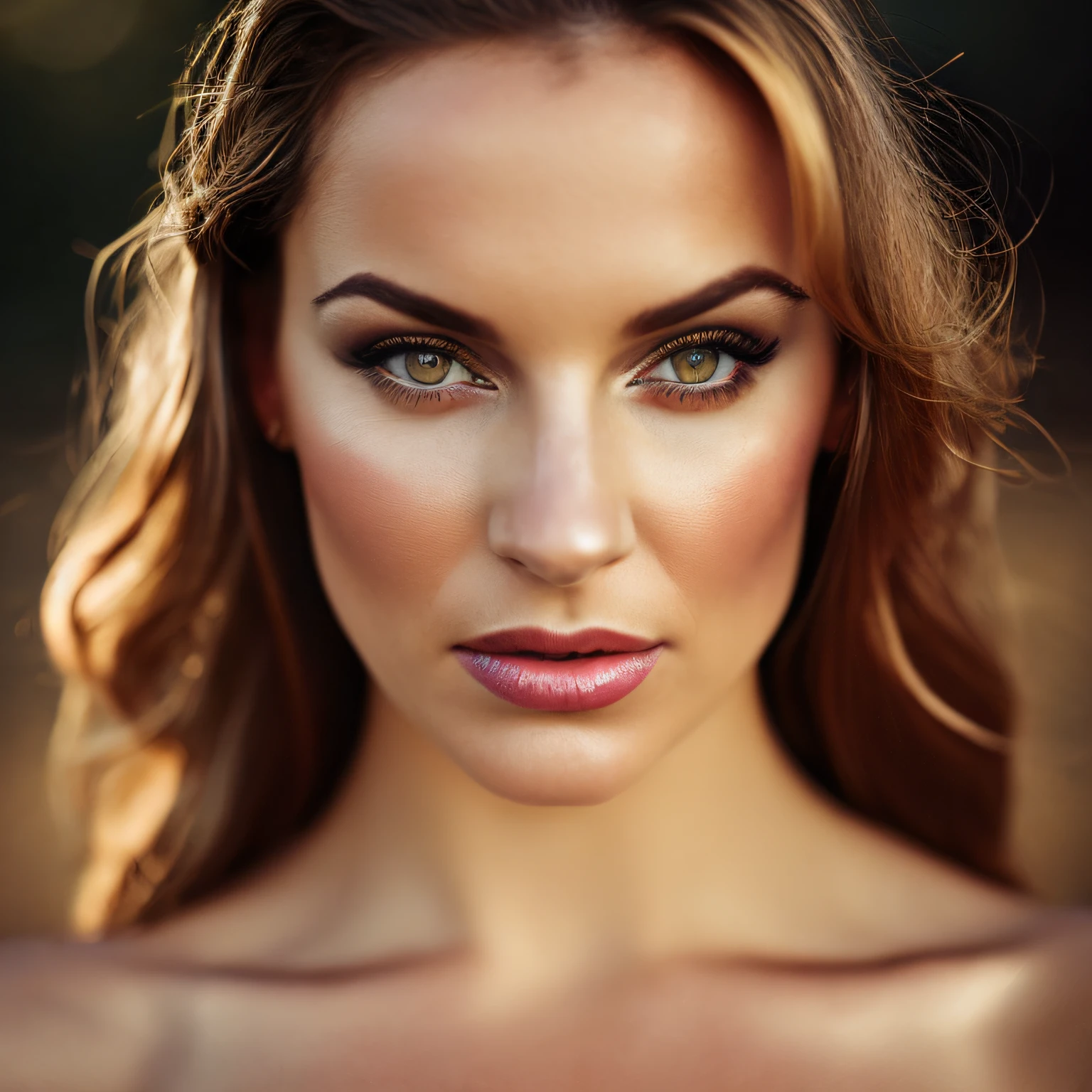 closeup portrait of a young sexy Ukrainian woman with revealing Fit and flare dress in Spa retreat , symmetrical face,  Outdoor lighting, Brooding atmosphere, sharp eyes