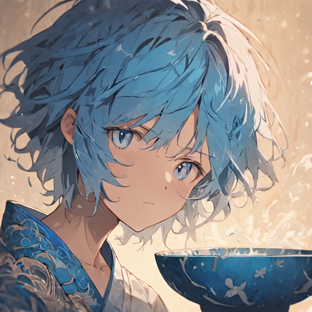 (White background:1.4),(Silhouette of a boy's head, Eyes closed, Short blue and bowl hair, Oriental elements),(Chinese illustration:1.3,paper art:1.3, Quilted paper art:1.2),( Reasonable design logo, Clear lines, High sharpness,Best quality, Very detailed, Masterpiece, movie light effect, 4K ), bowl haircut, undercut hair, straight hair (messy hair:0.0) (straight hair:1.8)