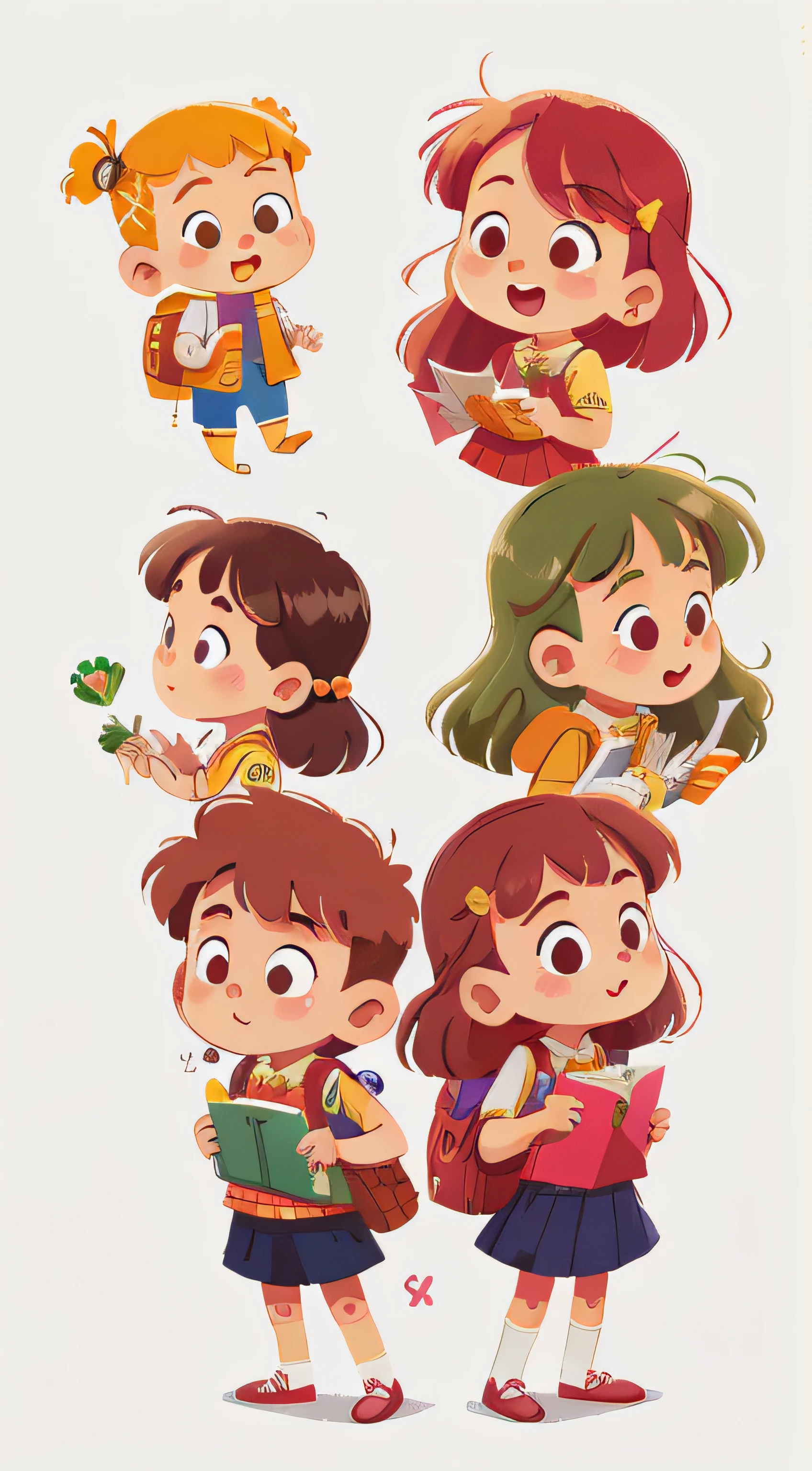 illustration, Masterpiece, Best quality, 8k,
Students in school uniforms, (Girls and boys) Stand hand in hand, shoulder to shoulder, Place the hand on the shoulder from the opposite side, cheerfulness, full bodyesbian, In the style of children's book characters, character sheets, White background, adjective + object, character sheets, Children's book characters, White background, White background, view the viewer