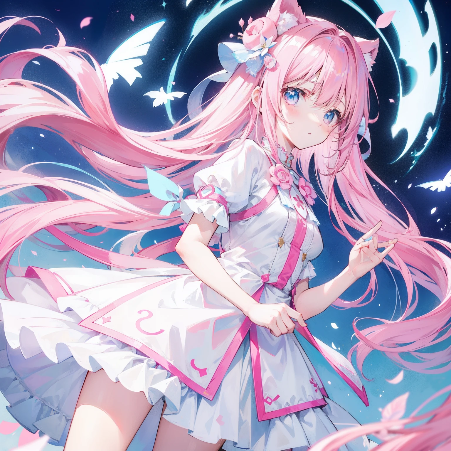 (High resolution:1.1), (absurderes:1.1), Best Quality, Ultra high definition, The highest resolution, Very detailed, Anime, 1girl in, anmi, Cute Girl, Salar de Uyuni, From diagonally forward