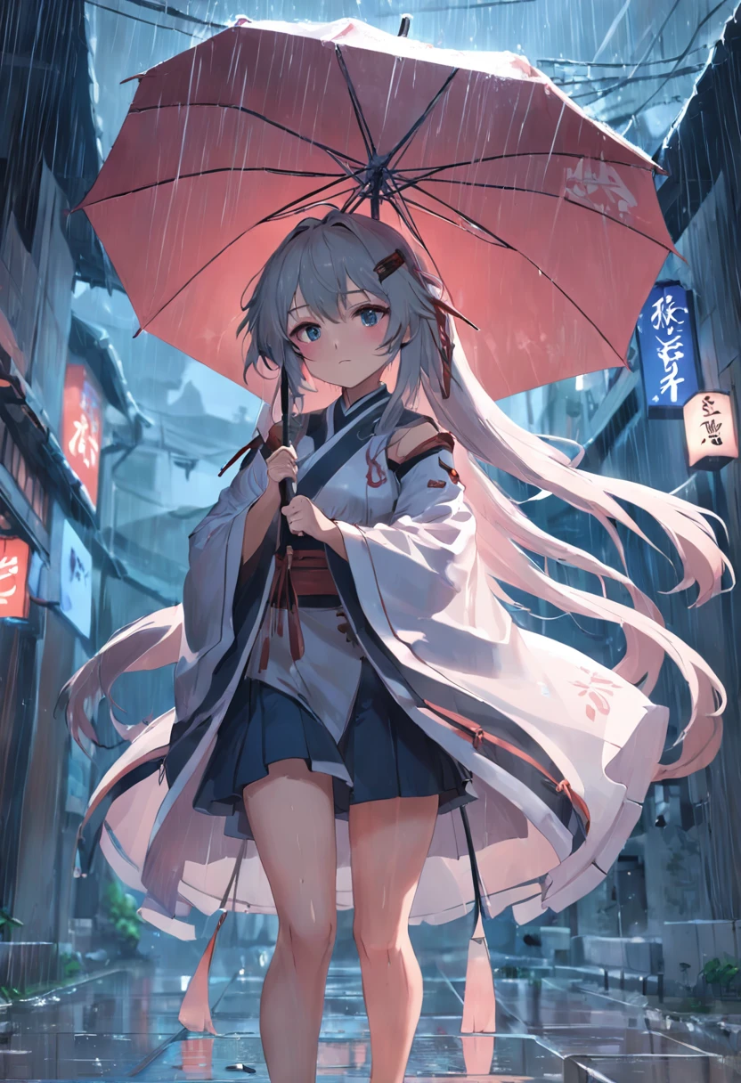 Protection against rain on the eaves，It has no umbrella，uma garota de anime, Guweiz em Pixiv ArtStation, trending on artstation pixiv, Guweiz em ArtStation Pixiv, estilo anime 4K, Cute anime waifu in a nice dress, de arknights, Anime Art Wallpaper 8K, Kawacy, palatial palace ， Uma menina em Hanfu