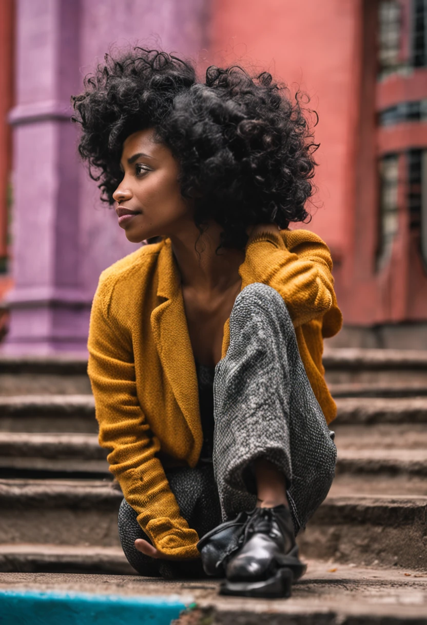 African American girl about 25 years old 8 inches long curly hair, curly and short top hair, Short black curly hair, Short curly hair, curly bang, very short curly hair, Messy curls, Curly Black Hair Natural black hair,Street photography,Street photography,