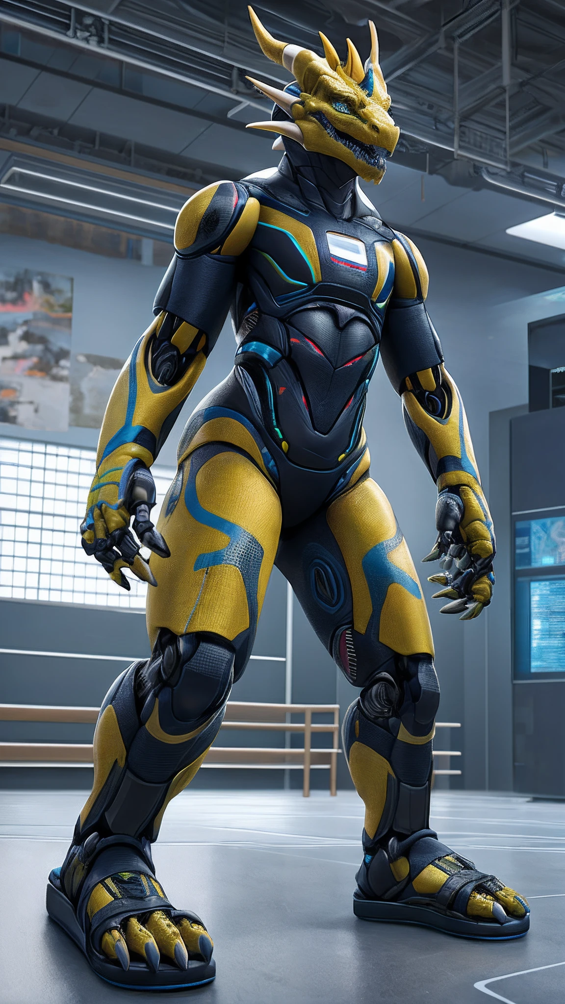 Bionic robot dragon,female,Android,Red Lingeri,sandals,Died in the dance training room,Bundled,HD graphics,Detailed and realistic,high detal,high qulity,photo-realistic,photorealistic eye,Detailed paws,Clear eyes,Masterpiece artwork,Five-fingered hands,top-quality,32k,hyper HD,cg art