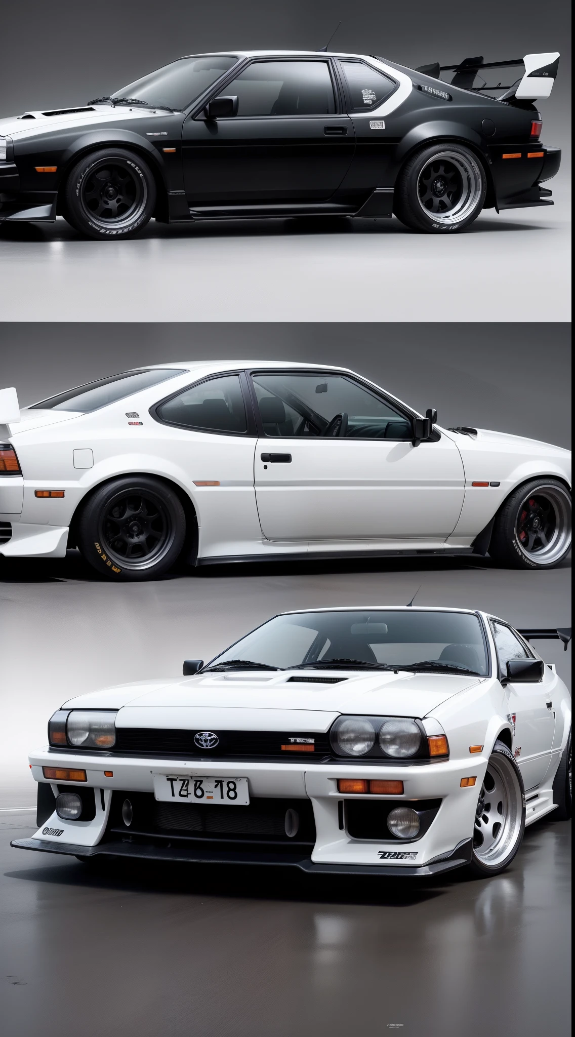 Fujiwara Tofu,Toyota AE86 car,Black and white,HD 86K,Side view of the car at a 45-degree angle