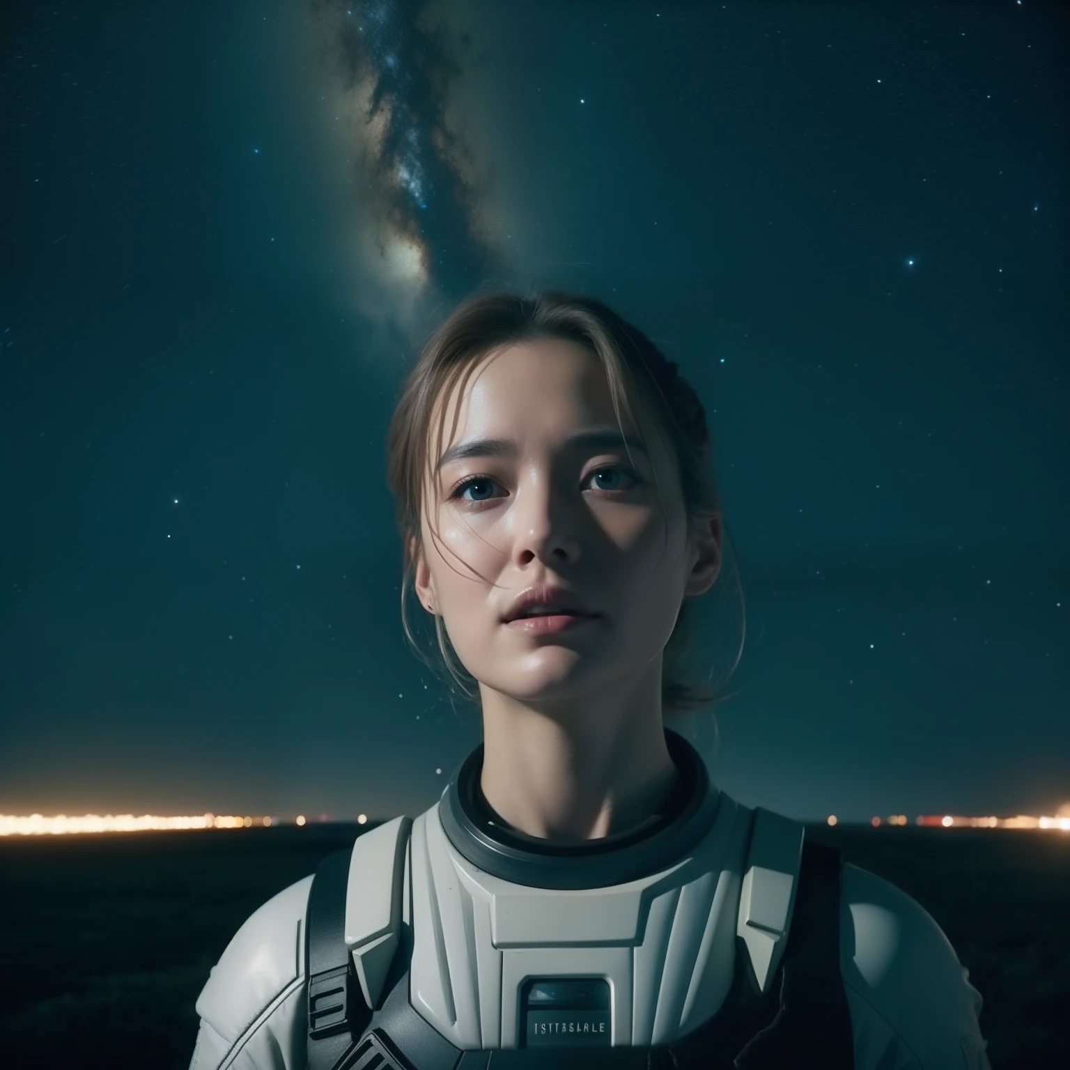 movie poster, cinematic composition, letterboxed, depth of field, solo focus, astronaut sitting on moon with resting on the ground, gloves, black gloves, spacesuit, science fiction, sunlight, red eyes, looking at viewer,space background,galaxy background , official art,finely detail, Depth of field,(((masterpiece))),((extremely detailed CG unity 8k wallpaper)),best quality, high resolution illustration,Amazing,highres,intricate detail,(best illumination, best shadow, an extremely delicate and beautiful),
