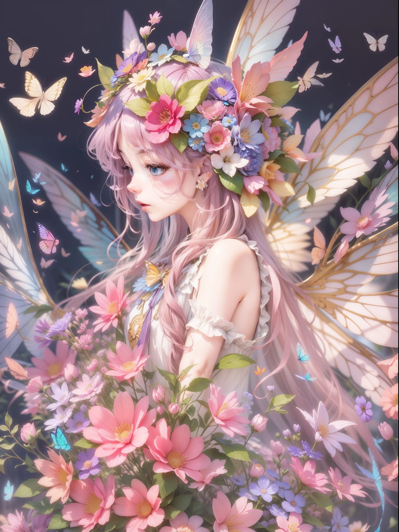 Flower Fairy、Transparent and colorful wings、