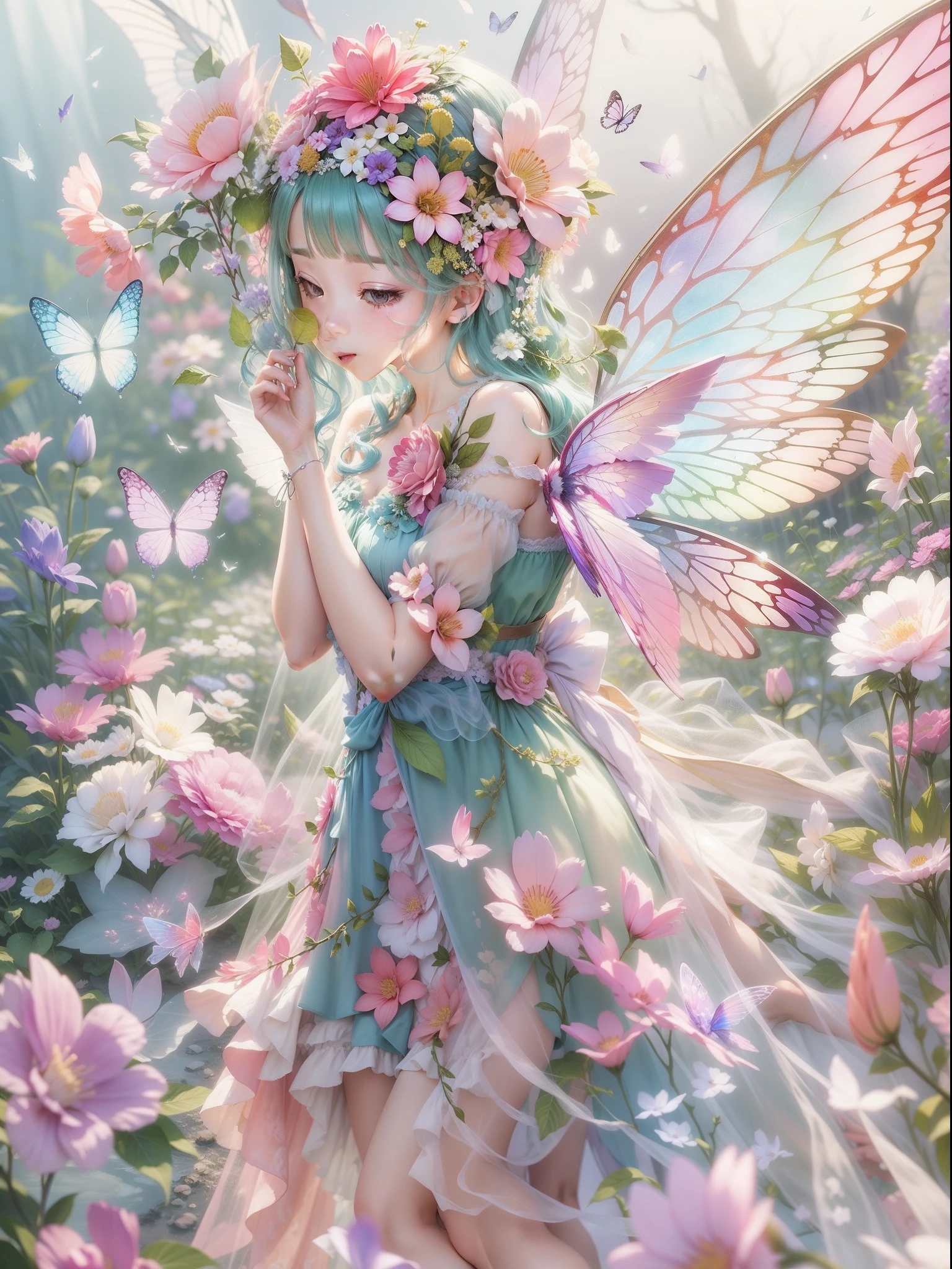 Flower Fairy、Transparent and colorful wings、