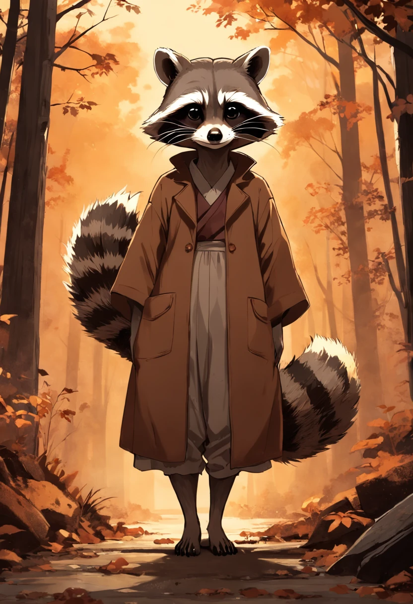 Raccoon in a retro sepia photo from the 1800s. People of other periods