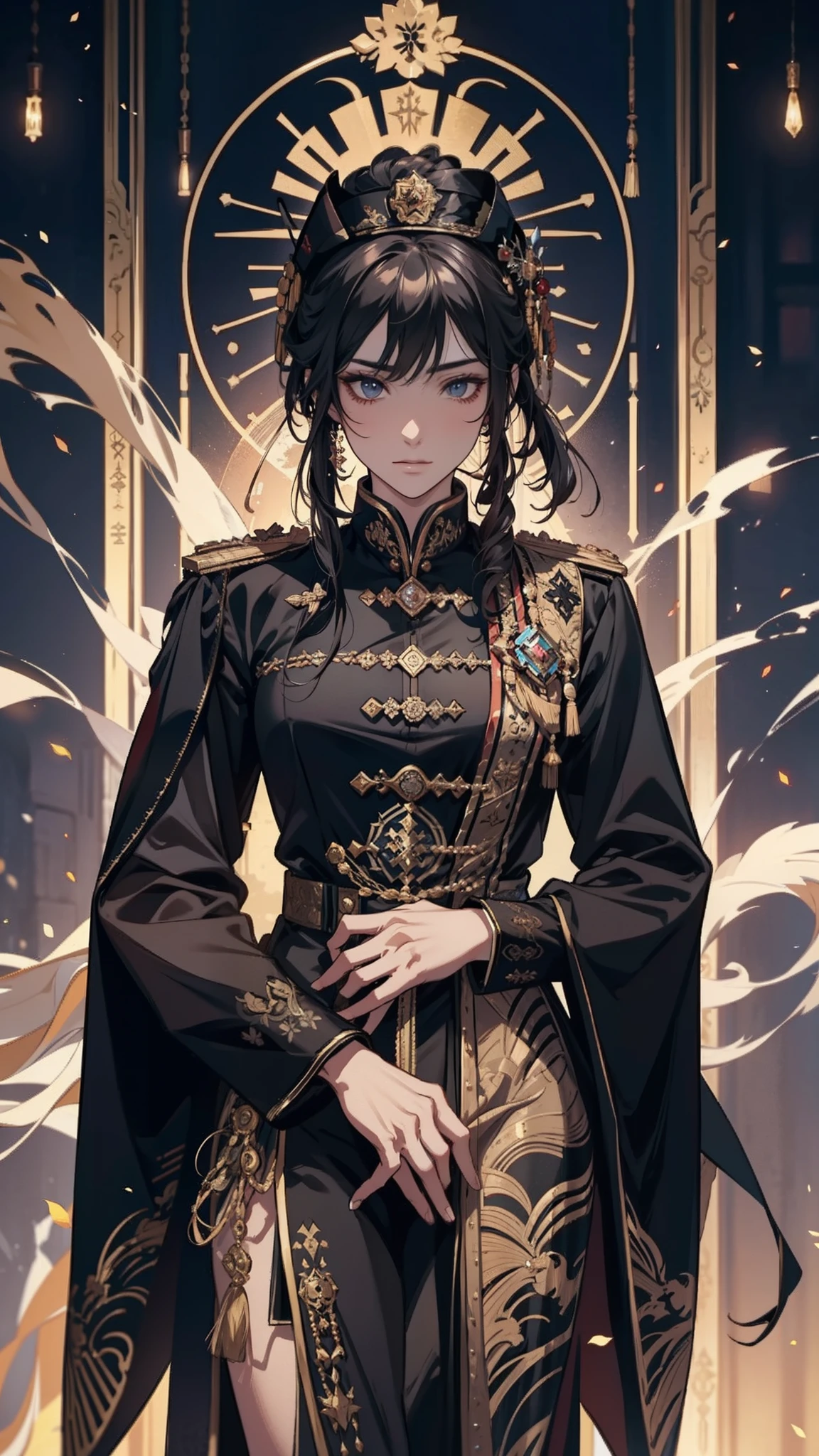 (((Emperor and Empress 1.2))),Black Ming uniform,super detail, UHD, masterpiece, ccurate, textured skin, super detail, high details, high quality, award winning, best quality, highres, 1080P