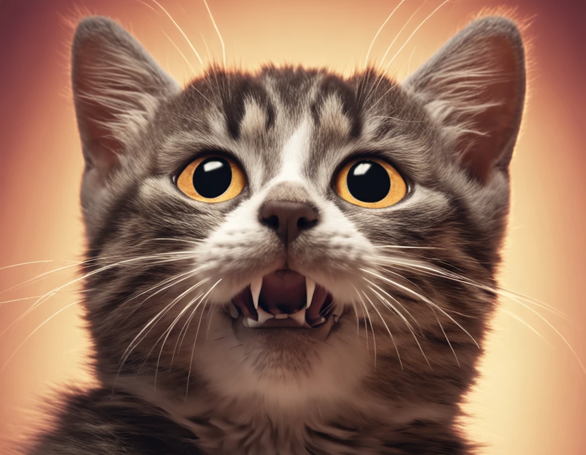 A cute cat jumps in mid-air，Paws reach diagonally ahead of the skewers