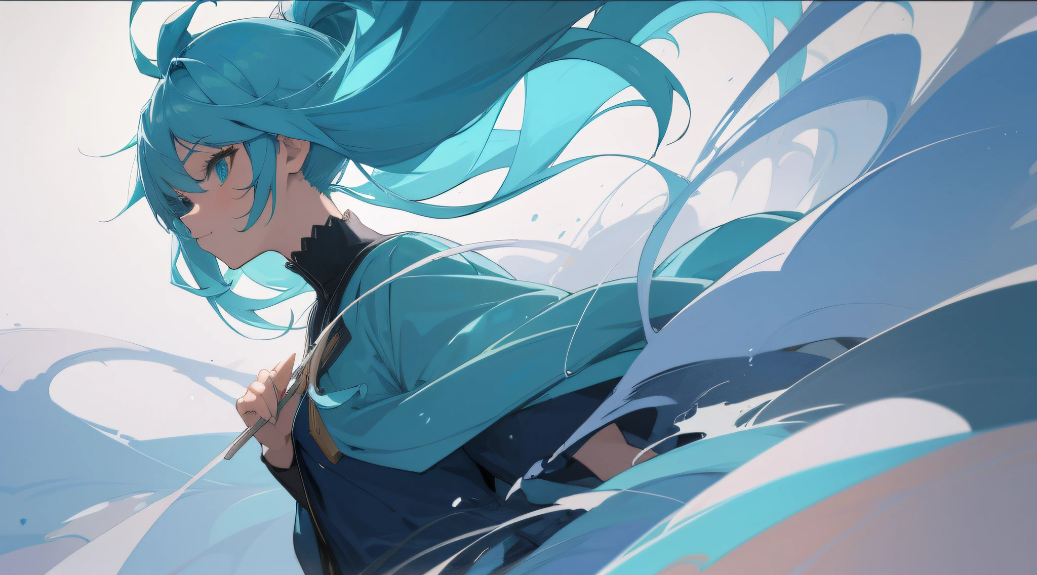 Anime girl with blue hair and blue eyes in blue dress, style of anime4 K, digital anime art, digital art in anime style, Anime art wallpaper 8k, Anime girl with teal hair, digital art on pixiv, anime art wallpaper 4k, anime art wallpaper 4k, Detailed Digital Anime Art, advanced digital anime art」, digital anime illustration, Anime Artwork，ssmile