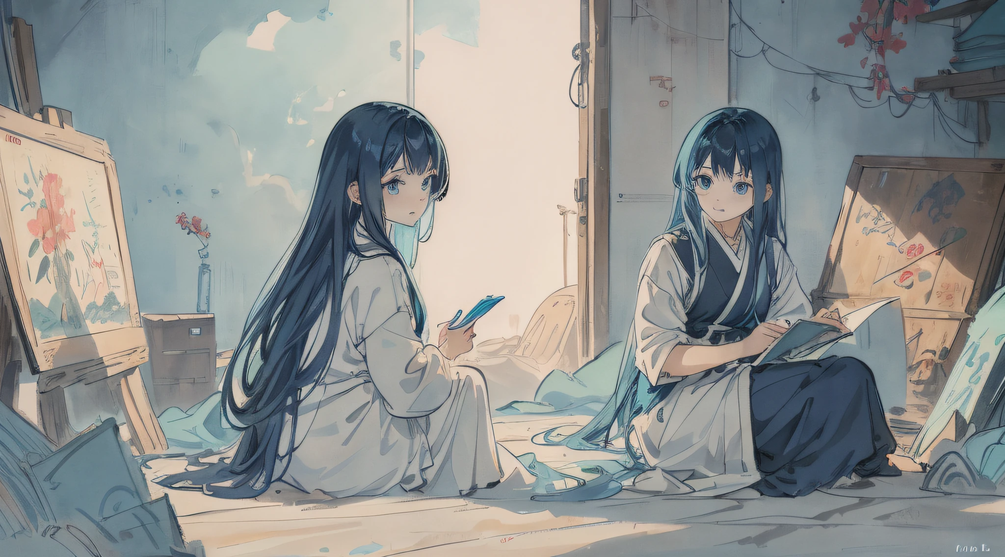 Anime girl with blue hair and blue eyes in blue dress, style of anime4 K, digital anime art, digital art in anime style, Anime art wallpaper 8k, Anime girl with teal hair, digital art on pixiv, anime art wallpaper 4k, anime art wallpaper 4k, Detailed Digital Anime Art, advanced digital anime art」, digital anime illustration, Anime Artwork,ssmile