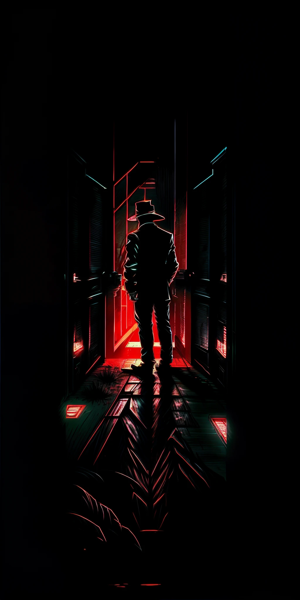 There was a man walking in the dark,fundo vermelho, standing in a dimly lit room, silhouette of a man, silhouette of man, Silhouette!!!, silhoutte, silhouetted, human silhouette, single silhouette figure, eerie person silhouette, Silhouette, red and cinematic lighting, in roger deakins style, clemens ascher, hq 4k phone wallpaper