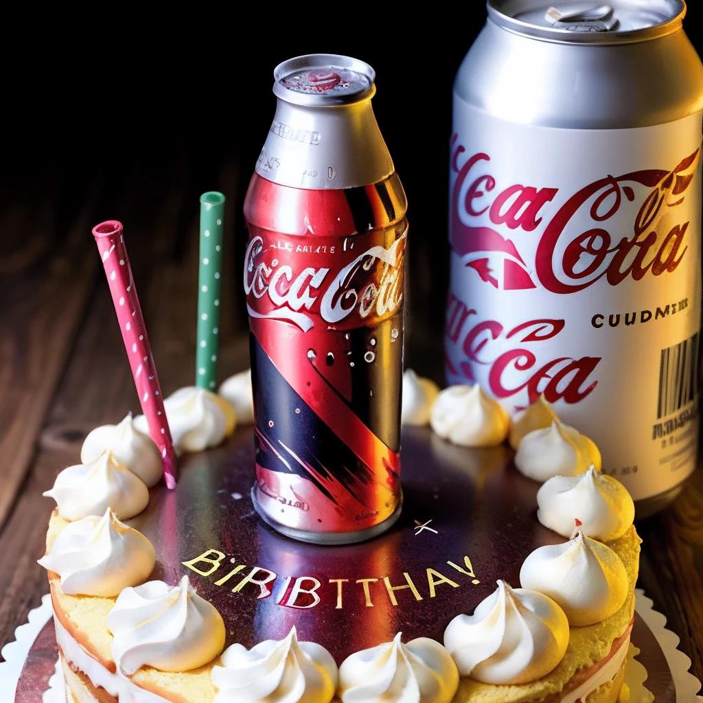 Gundam holding cake and Coca-Cola birthday congratulations figure