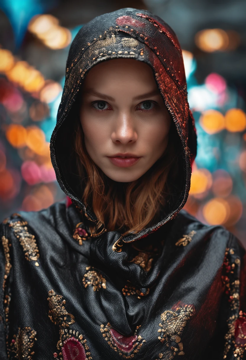 women Matryoshka doll in black clothes, arms -- in 9:16