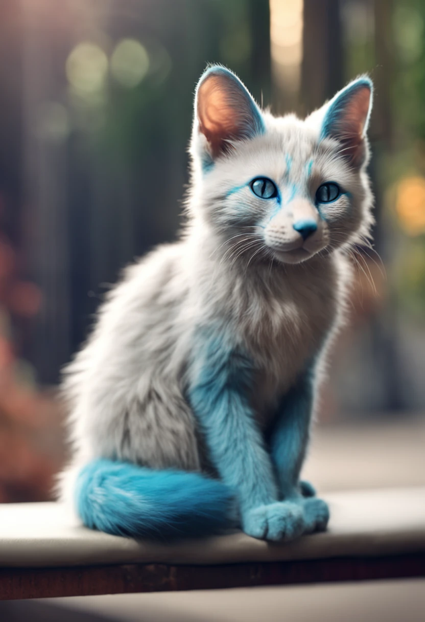 Cute male blue hair cat fox cute paws