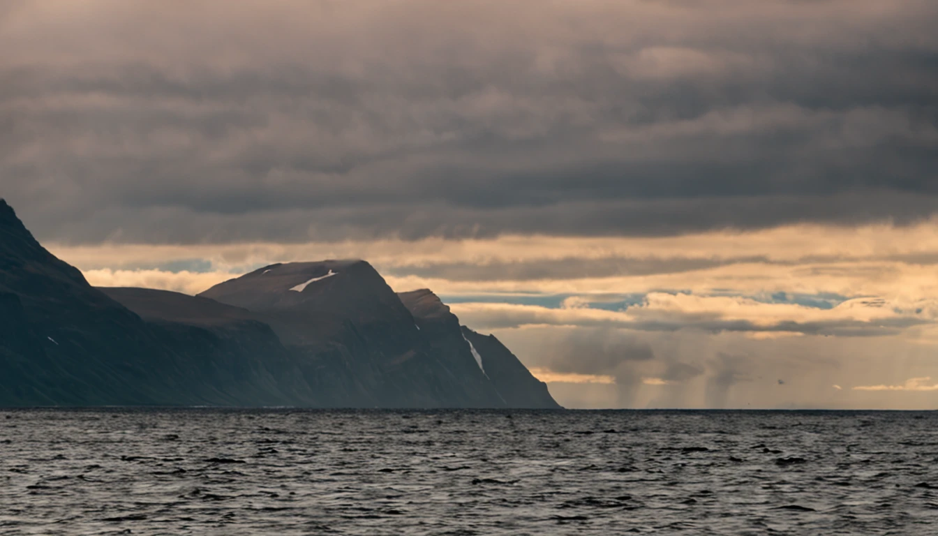 Norwegian Sea from the ferry to Sandvík, the only place in Iceland above the Arctic Circle, 8k, raw