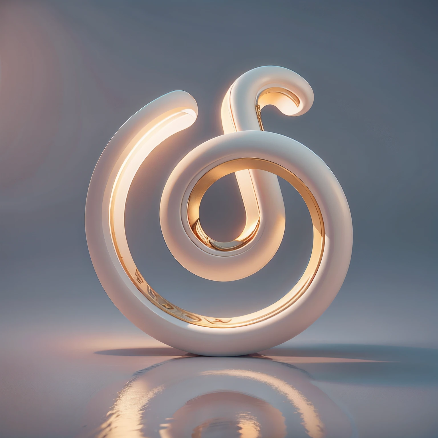 On the ground there is a white and gold figure, The letter D, Stylized 3D, 3 D 徽标, 3d 8k render, japonisme 3 d 8 k ultra detailed, Digital art, 3 d sculpture 8 k octane render, Delicate white and gold neon, golden number, behance 3d,Golden lotus:1,Golden curves:2