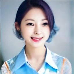 arafed woman with blue hair and a white shirt posing for a picture, young asian woman, professional profile photo, professional profile picture, portrait of christy ren, louise zhang, a young asian woman, close-up professional portrait, mei-ling zhou, lulu chen, chengyou liu, yun ling, professional portrait, headshot profile picture, professional headshot