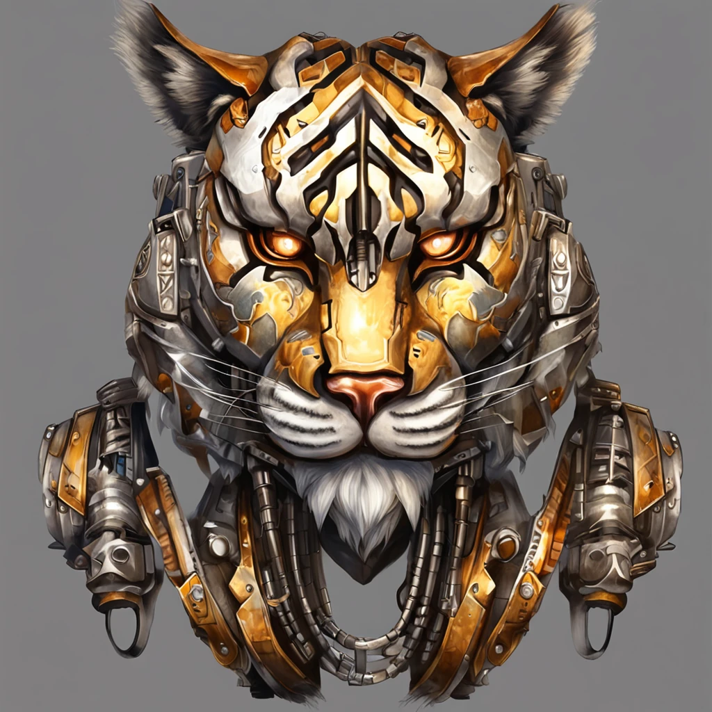 top-quality, Dramatic Lighting, menacing pose, fierce look, epic atmosphere, (((Helmet in the shape of a tiger's head))), (((Full body shot))),Feline made of metal, cyborgs, Cyberpunk style, Clockwork, ((Intricate details)), nffsw, ((Intricate details, hyperdetails)), incandescent lamps, cinematic shot, Vignette, bokeh effect beckground, cat), (Full body shot).