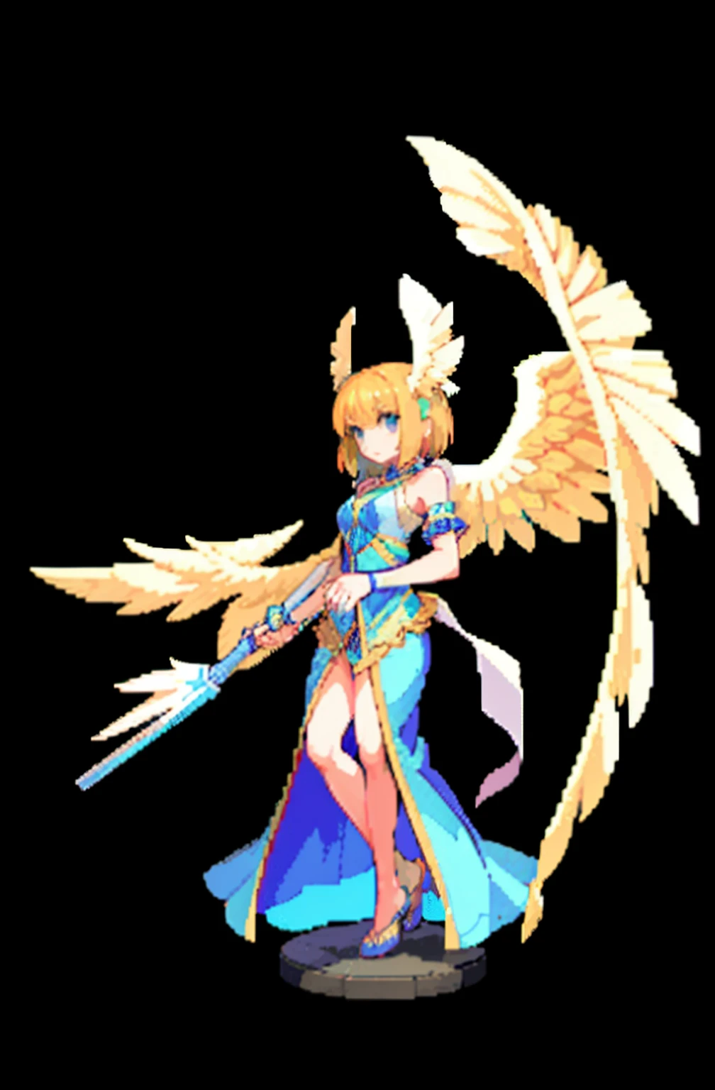 masterpiece, top quality, best quality), pixel,pixel art, 1 girl, fullbody, angel, big wings