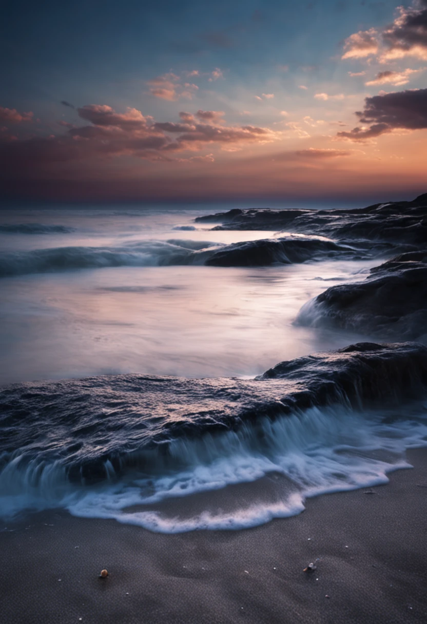 water, The sea, clouds, the night, full moon