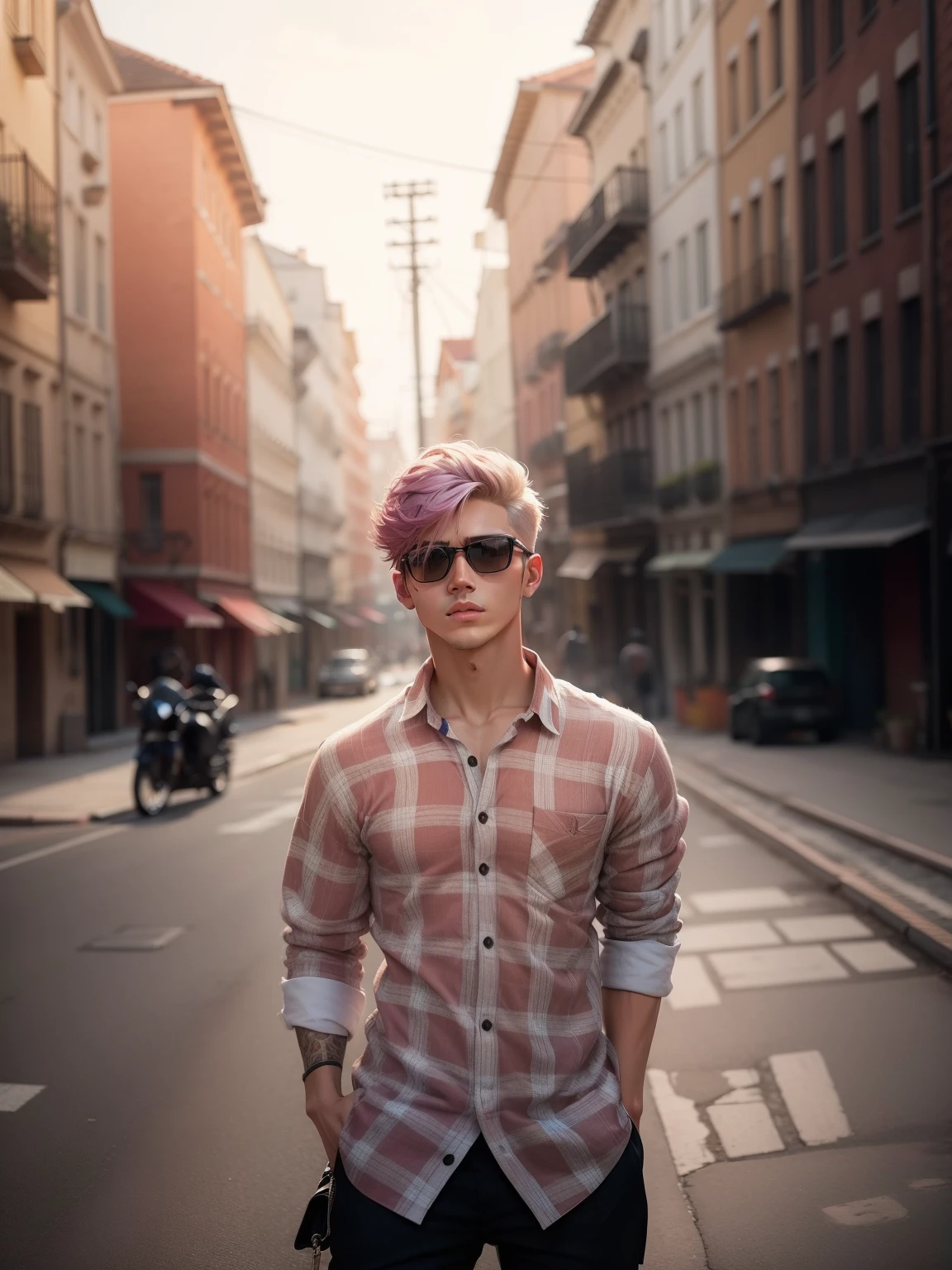 Stylish, cool boy,hair colour, op background